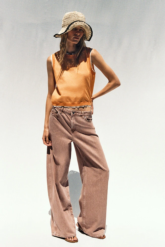 DOUBLE LAYER KNIT LINEN BLEND TOP