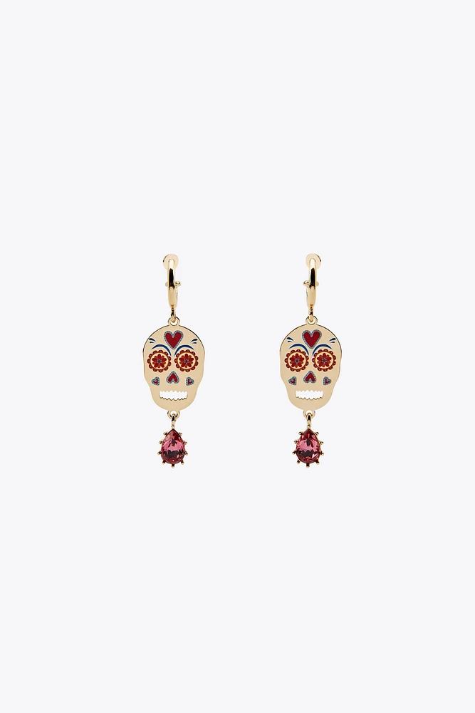 ENAMELED SKULL JEWEL EARRINGS