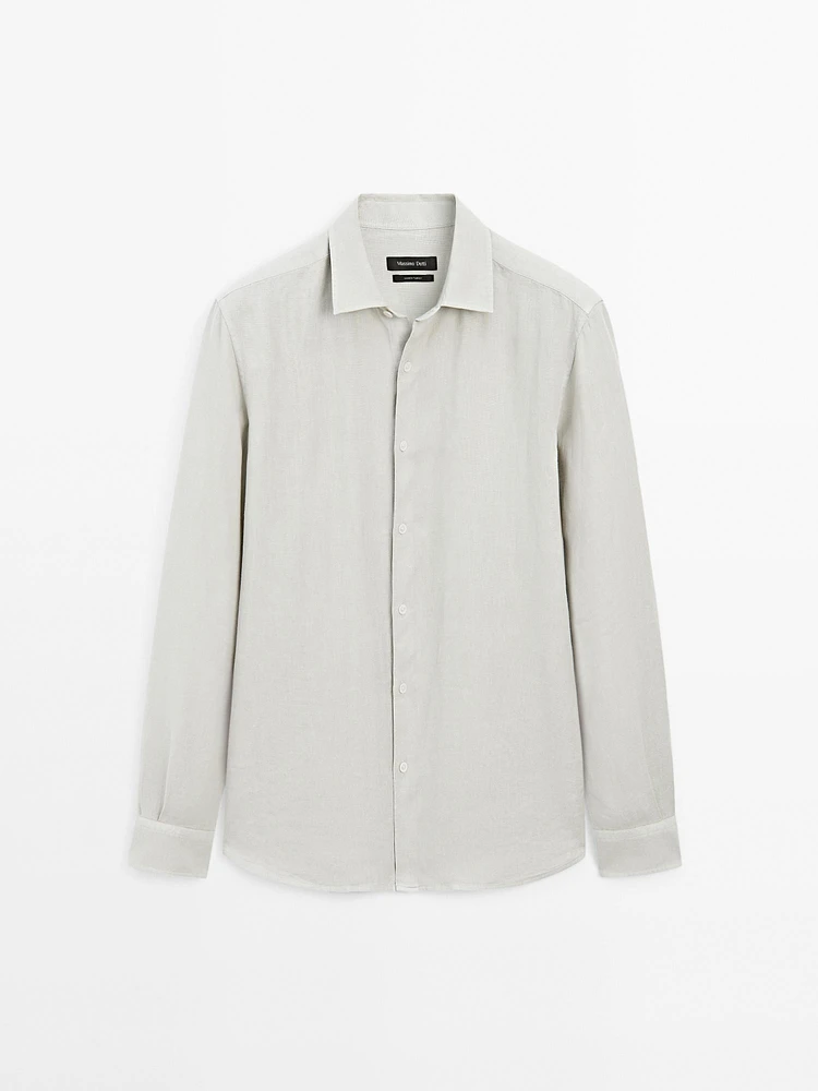 Slim fit linen blend shirt