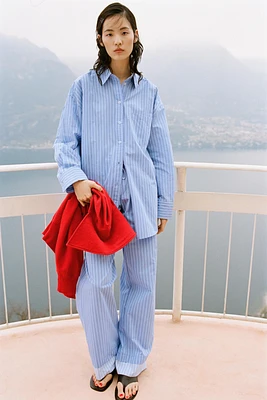 OVERSIZED STRIPED POPLIN SHIRT