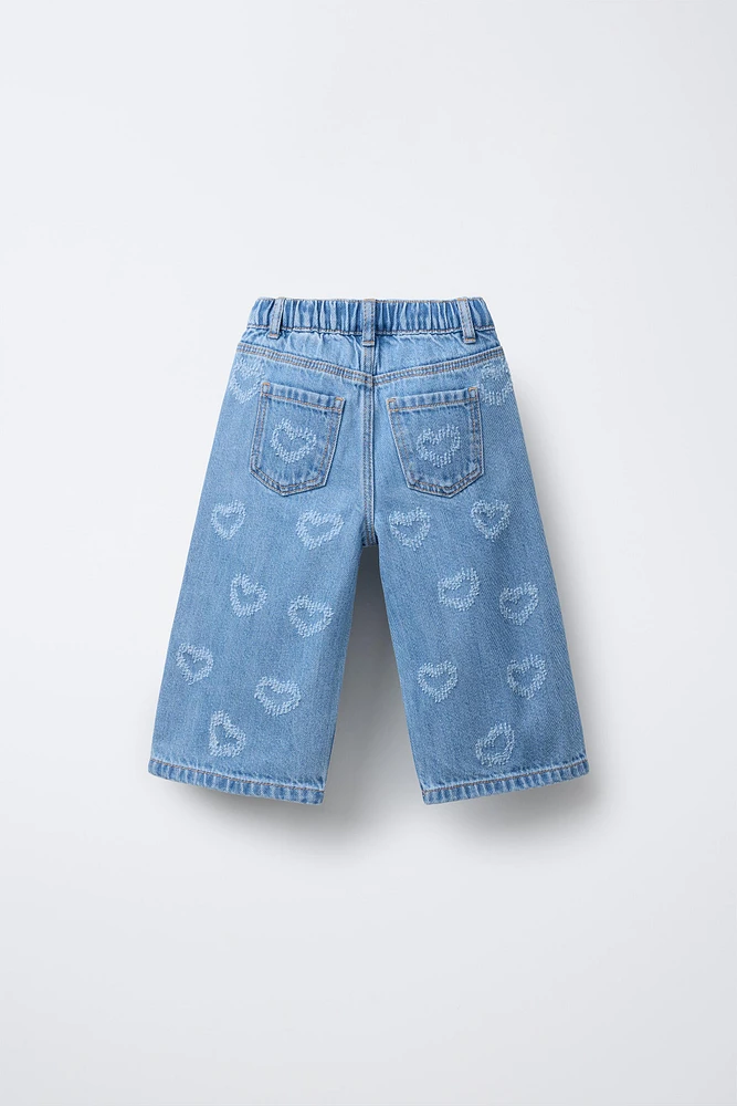 JUPE-CULOTTE EN JEAN AVEC CŒURS