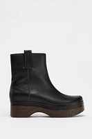 LEATHER PLATFORM ANKLE BOOTS