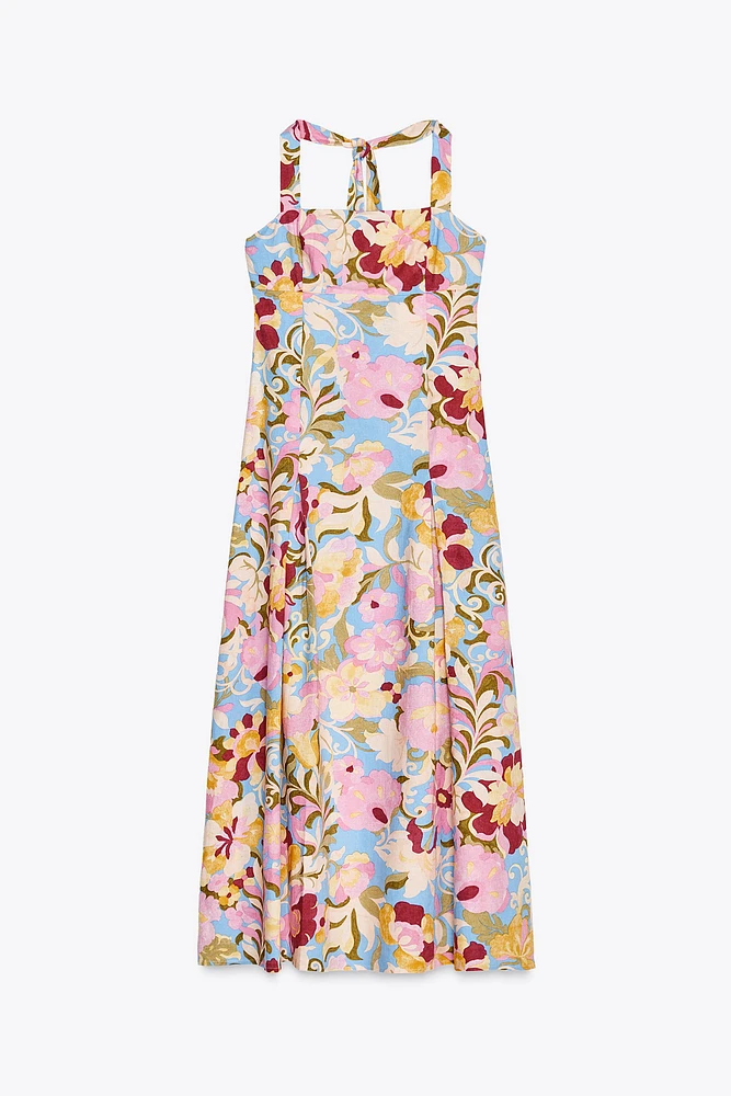 ROBE MIDI IMPRIMÉE AVEC LIN