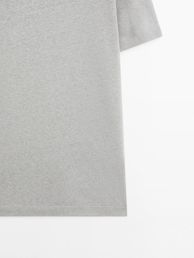 Linen blend short sleeve polo shirt
