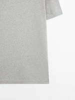 Linen blend short sleeve polo shirt