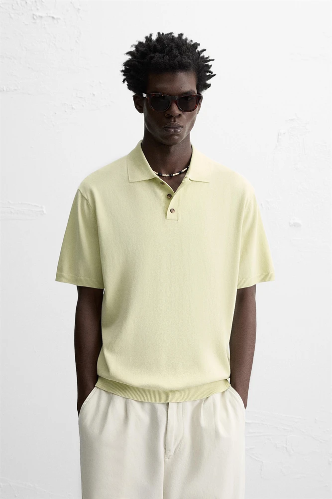 POLO EN MAILLE DE COTON DÉLAVÉ
