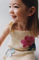FLORAL CROCHET KNIT DRESS