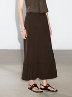 Jupe midi effet lingerie avec couture