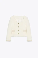 ROUND NECK TEXTURED BLAZER