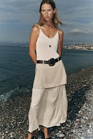 JUPE MIDI COMBINÉE CEINTURE