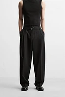 PLEATED BELTED PANTS