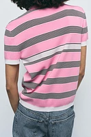 STRIPED KNIT POLO SHIRT