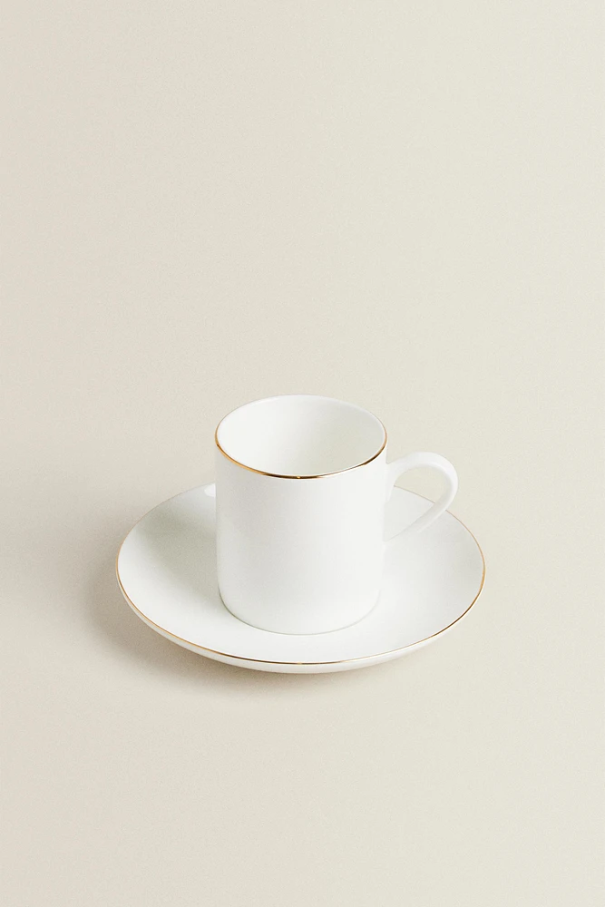 TASSE À CAFÉ AVEC SOUCOUPE PORCELAINE BONE CHINA BORD