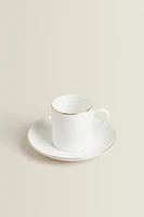 RIMMED BONE CHINA COFFEE CUP AND SAUCER