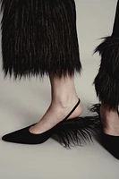 LEATHER SLINGBACK HEELS WITH FAUX FUR DETAIL LIMITED EDITION