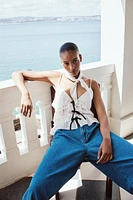 TOP LACETS CONTRASTE
