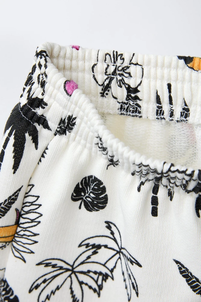 PALM TREE PRINT BERMUDA SHORTS