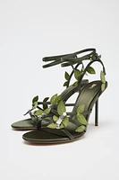 FLOWER HEELED SANDALS