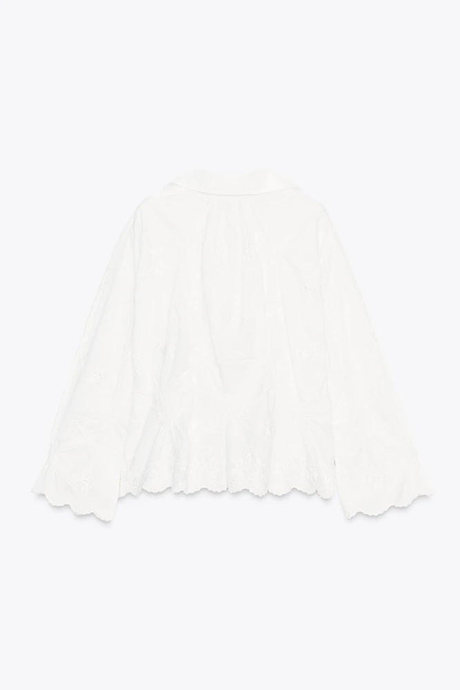 ZW COLLECTION RUCHED EMBROIDERED BLOUSE
