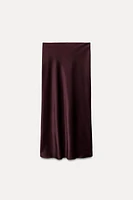 SATIN EFFECT MIDI SKIRT