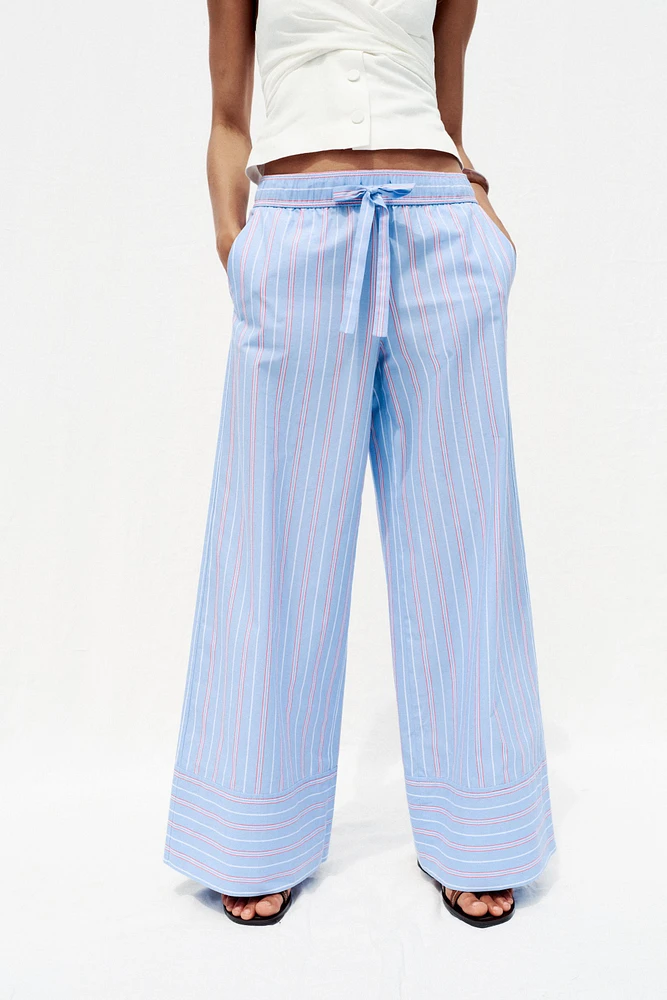 STRIPED POPLIN PANTS