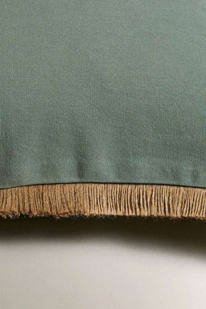 FRINGED JUTE THROW PILLOW COVER