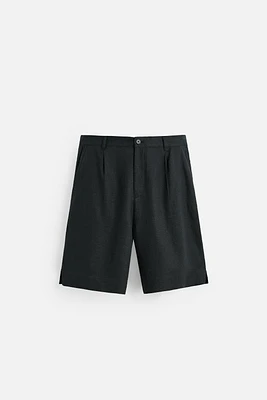 LINEN-VISCOSE OVERSIZED SHORTS