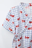 1-9 MONTHS/ GOLDEN FISH PRINTED KIMONO JUMPSUIT