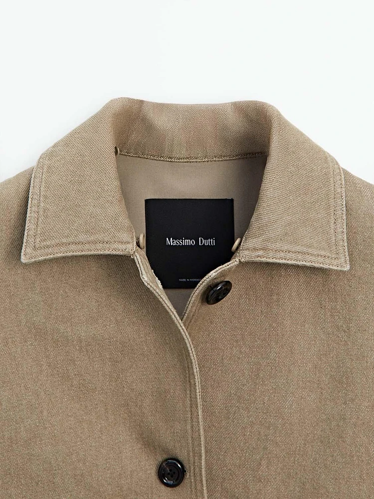 Veste avec col en cuir amovible