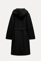 BELTED SOFT HOODED COAT