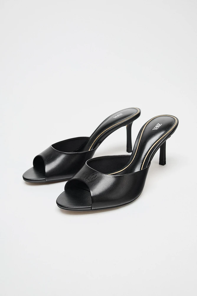 LEATHER HEELED MULES