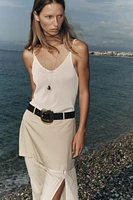 JUPE MIDI COMBINÉE CEINTURE
