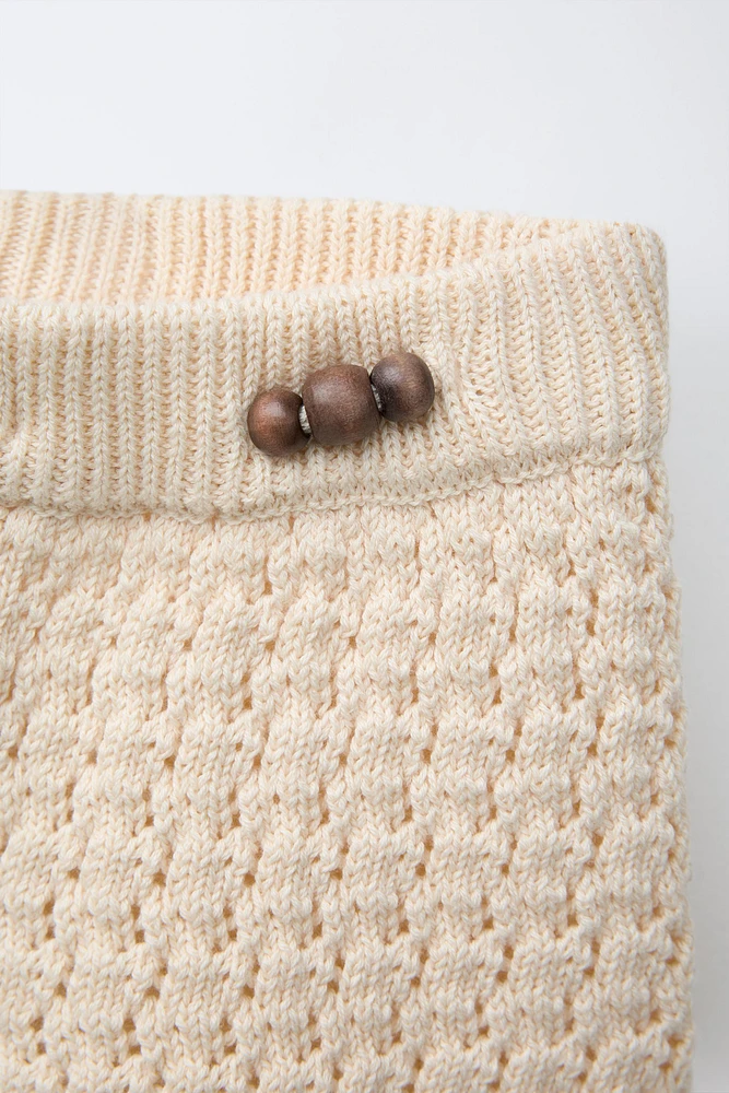 BEADED KNIT SHORTS