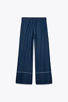 CONTRASTING PIPING WIDE-LEG PANTS