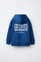 TEXT PRINT HOODED SWEATSHIRT