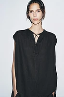 BLOUSE EN LIN 100 % À NŒUDS