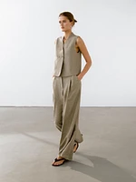 Linen blend darted trousers