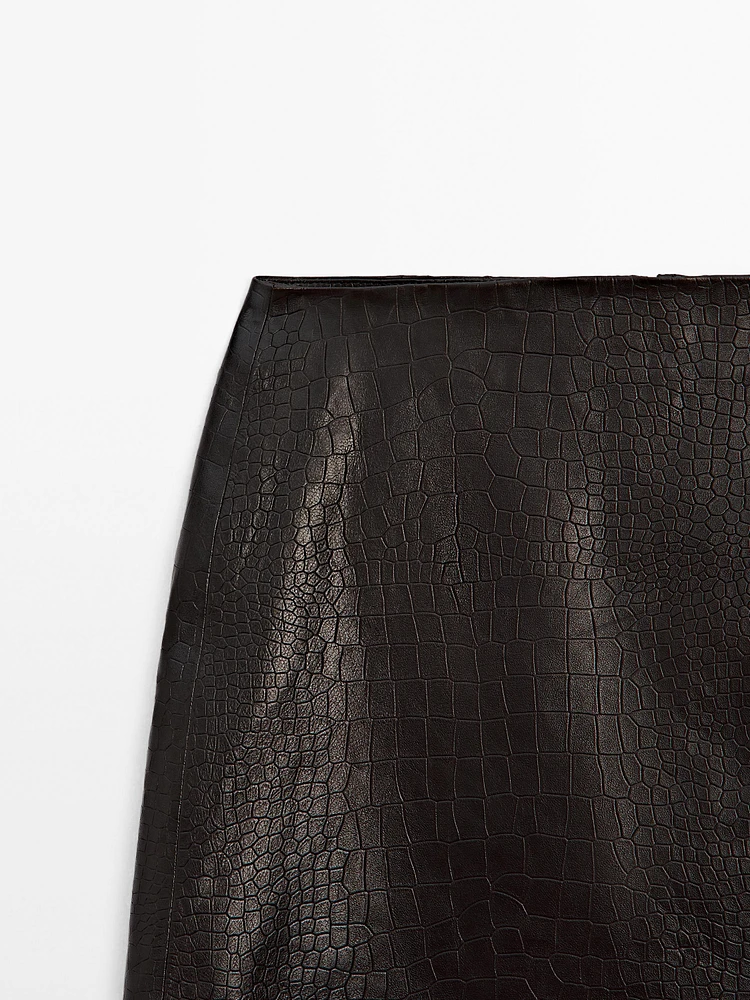 Minijupe croco en cuir nappa