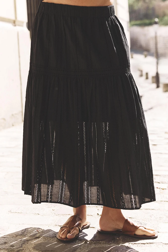JUPE MIDI BRODERIES PERFORÉES