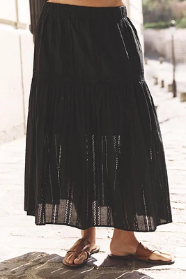 JUPE MIDI BRODERIES PERFORÉES