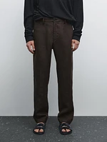 Pantalon straight 100 % lin