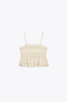 EMBROIDERED EYELET CROP TOP