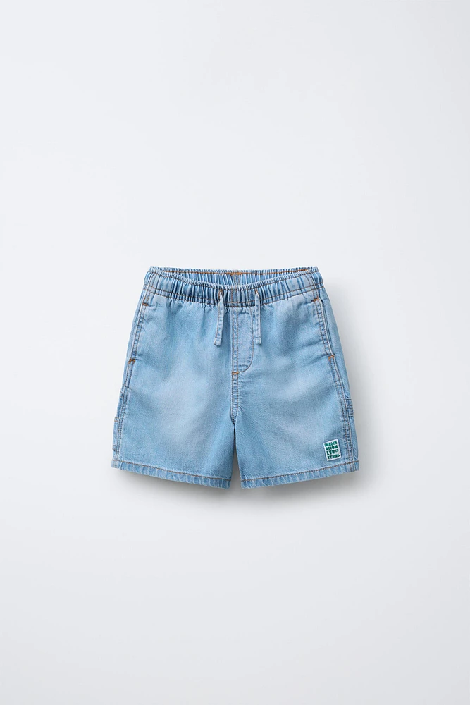 DENIM SHORTS WITH ELASTIC WAIST
