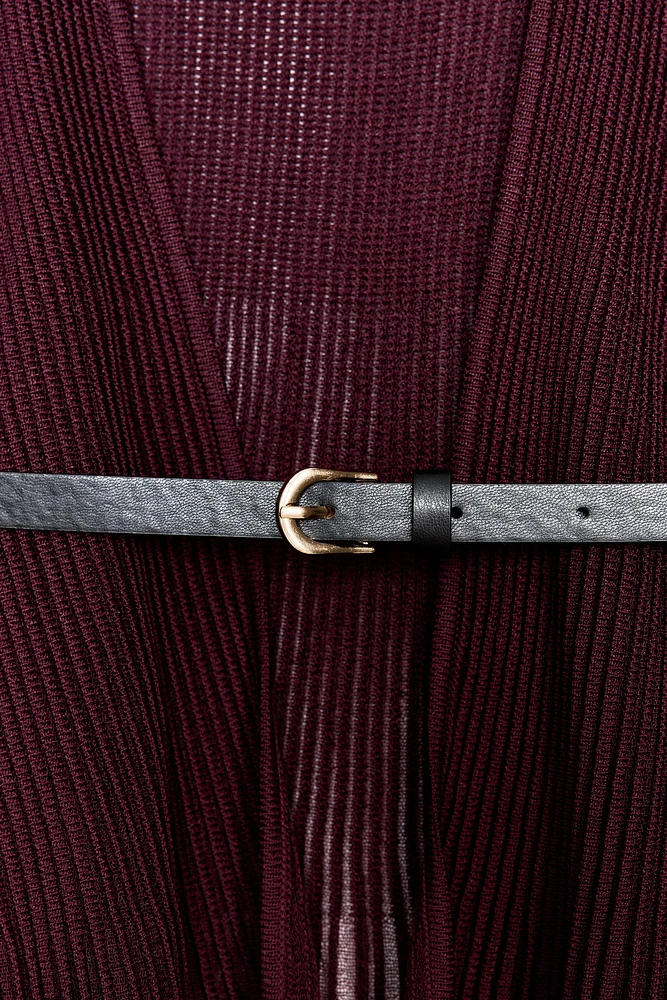 GILET EN MAILLE CÔTELÉE CEINTURE