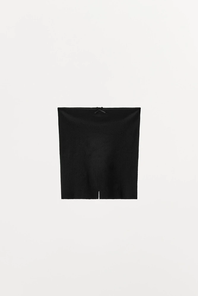 POINTELLE CULOTTE SHORTS WITH SATIN BOW