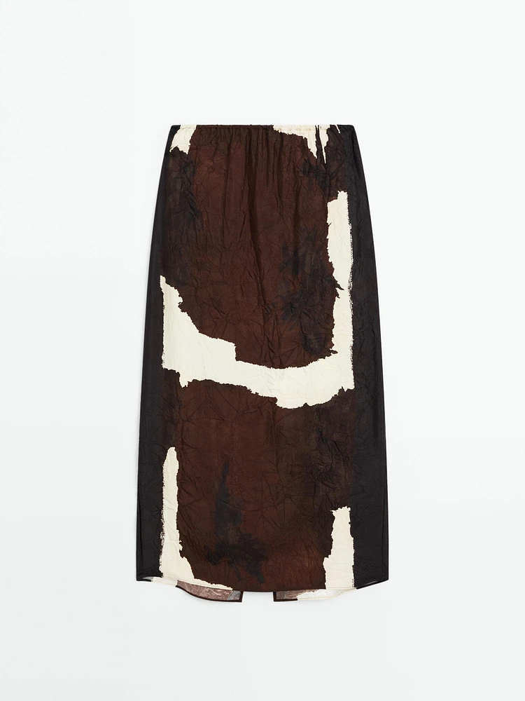 Printed midi skirt with fabric detail