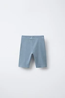 WASHED EFFECT RIBBED BIKE SHORTS