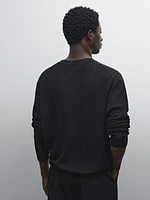 100% linen ribbed knit sweater