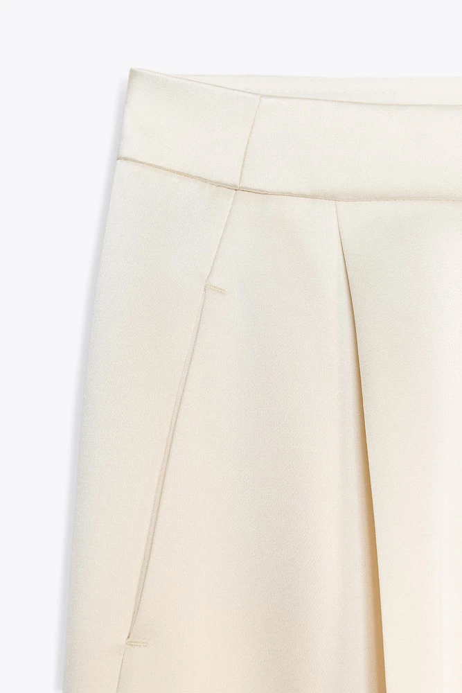 SATIN EFFECT WIDE LEG PANTS