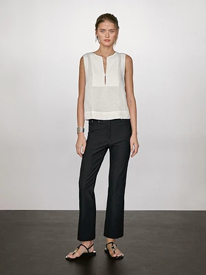 Blouse 100 % lin avec coutures